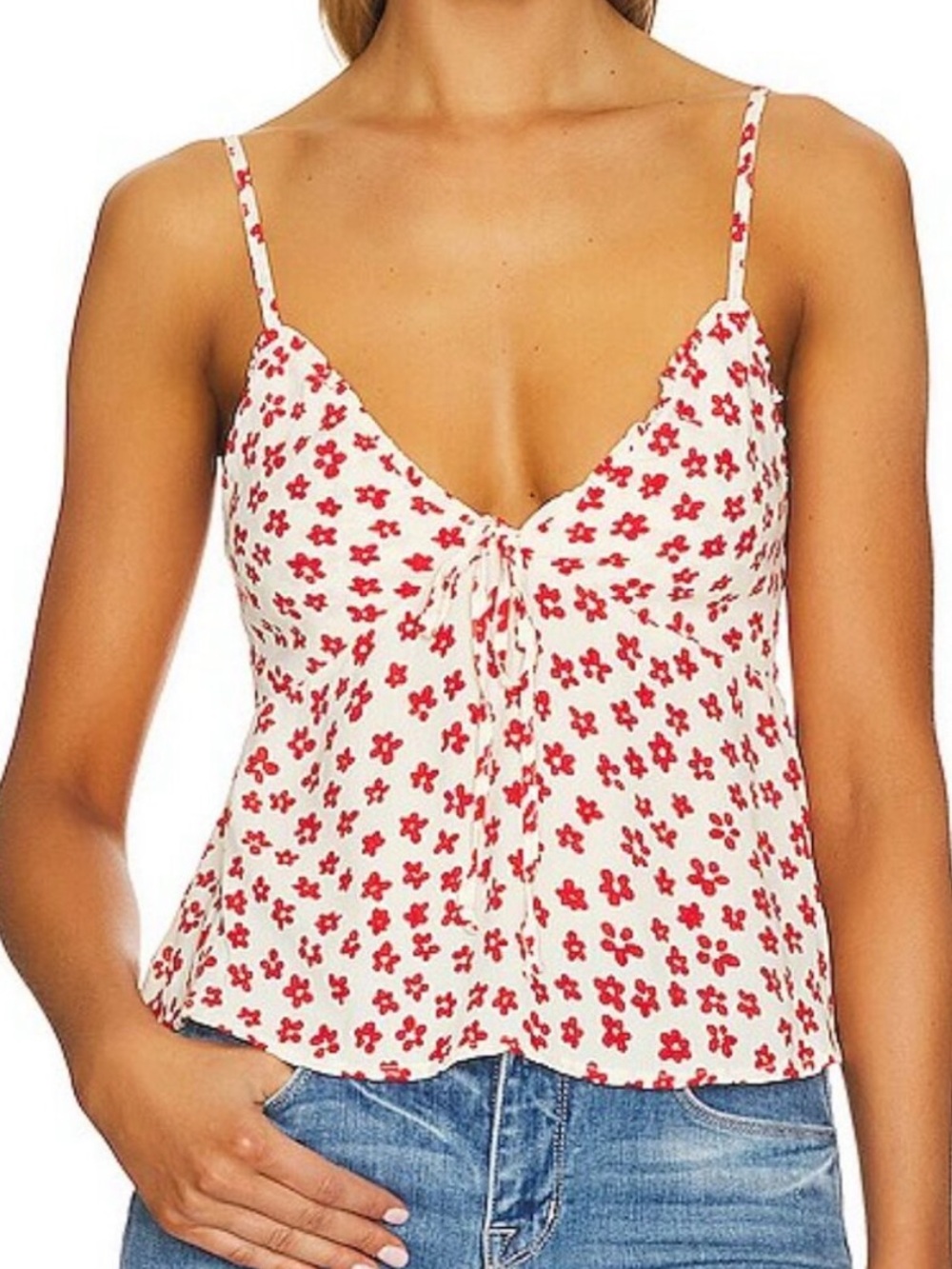 Faithful the Brand Amaury Red Gita Ditzy Floral Cami Camisole Top 70’s vibe S